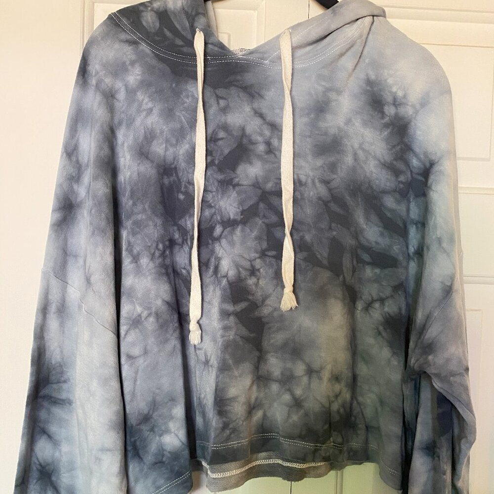 American Eagle AE Blue Tie Dye Oversized Hoodie, Women's Small